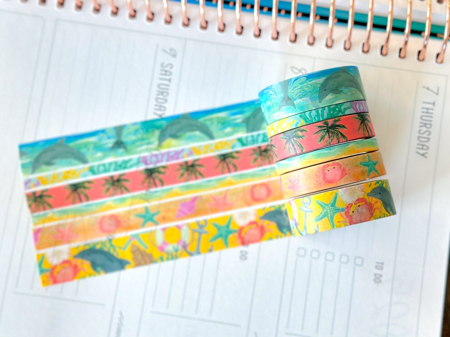 Dolphins Crabs Ocean Beach Key West Vacation Washi Tape Set August 2025 - W138