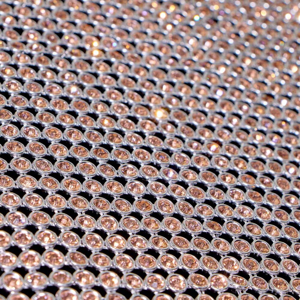 1 Yard Rhinestone Aluminum Scale Mesh Fabric 21" x 62" Length by Width