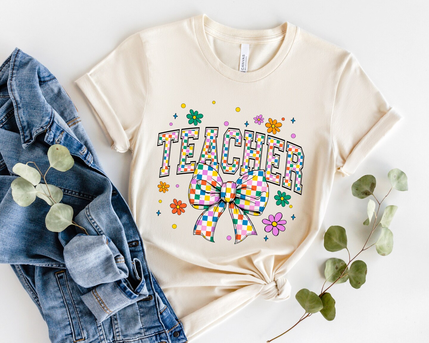 Colorful Checkered Teacher Coquette Shirt, Teacher Gift, Back to