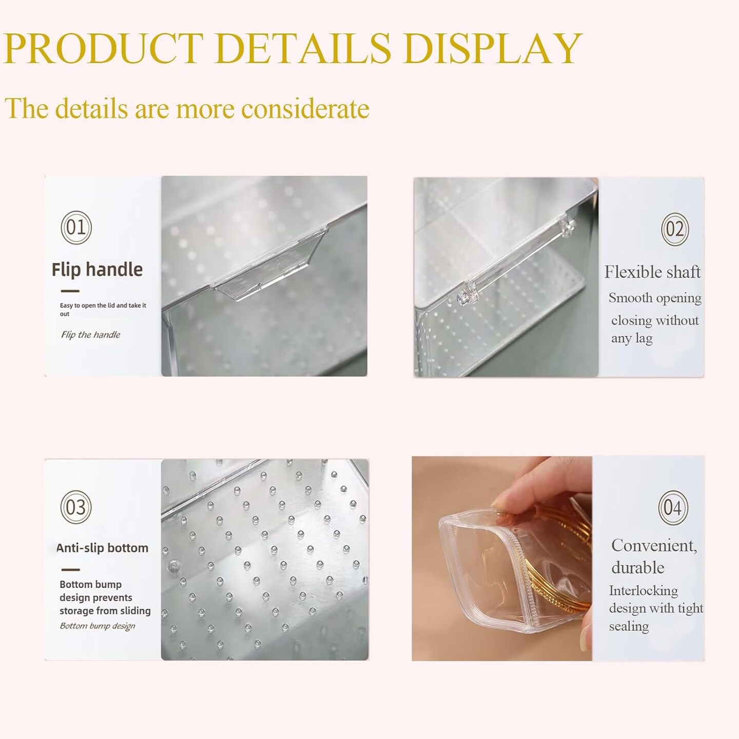 Clear Acrylic Jewelry Organizer With 60 Anti Tarnish Jewelry Bags, Jewelry Box Acrylic Storage Case For Earrings, Rings, Necklaces, Bracelets,Jewelry Holder And Jewelry Drawer Organizer For Women