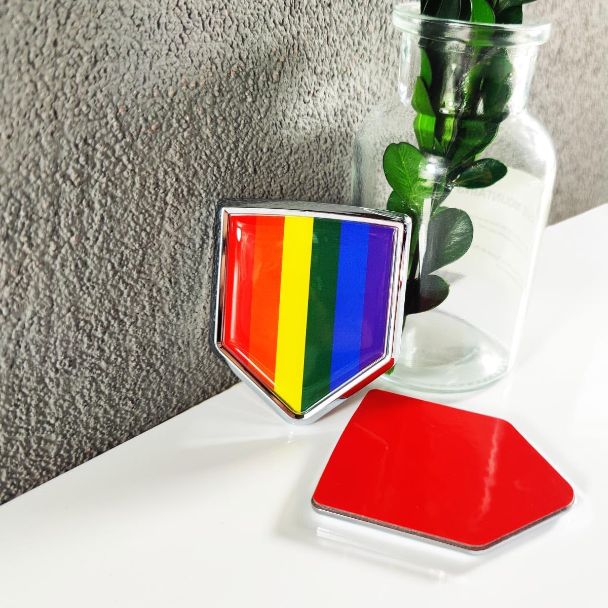Rainbow Gay Pride Flag Decal Sticker Car Emblem LGBT Flag Car Decoration Accessories Chrome Shield for Truck Vehicles Cars, 2 Pack