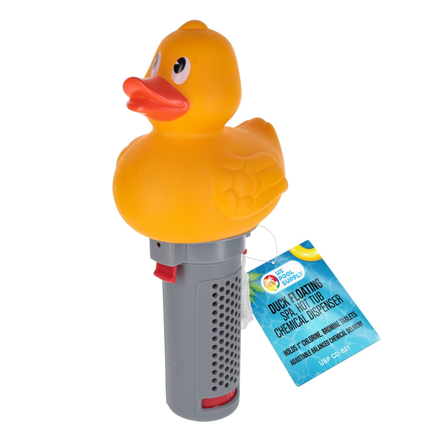 U.S. Pool Supply Duck Floating Spa, Hot Tub &#x26; Small Pool Chlorine and Bromine Dispenser - Holds 1&#x22; Tablets, 6 Flow Level Control Settings