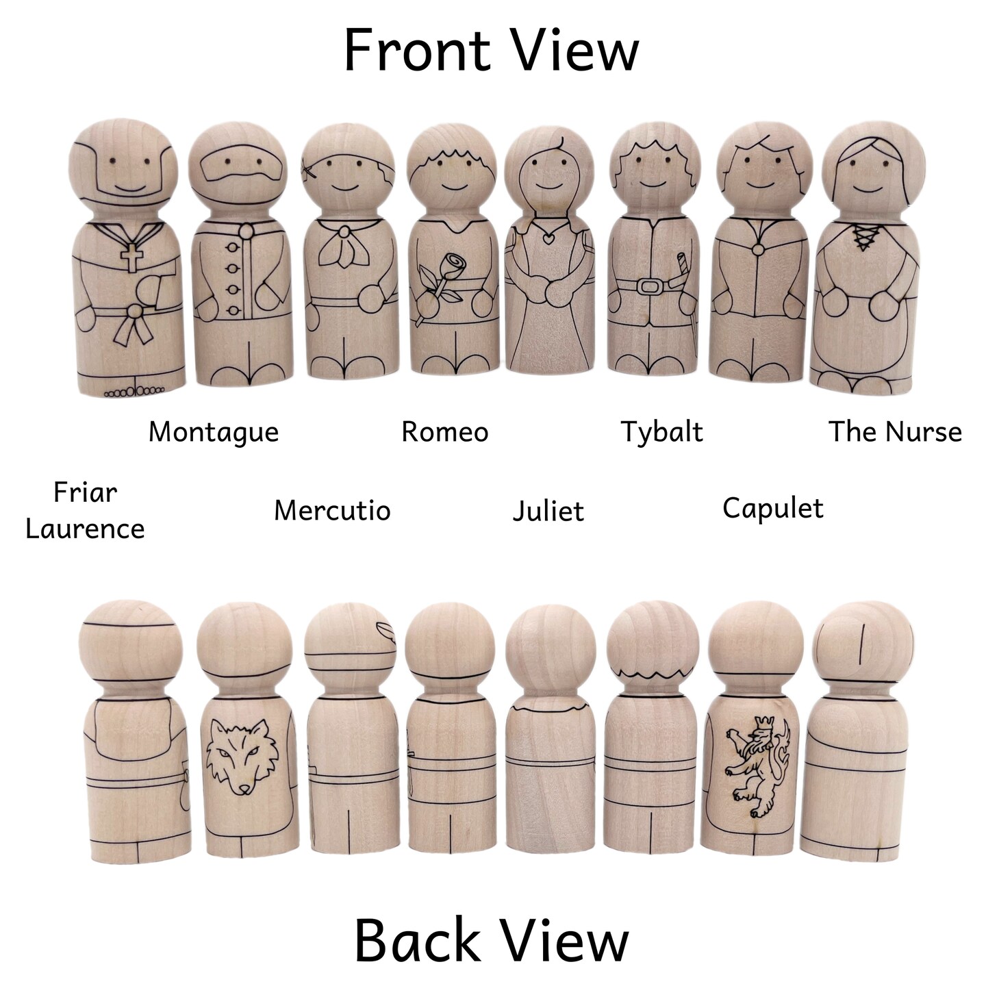 Romeo and Juliet Peg Doll Set by Pegsies&#x2122;