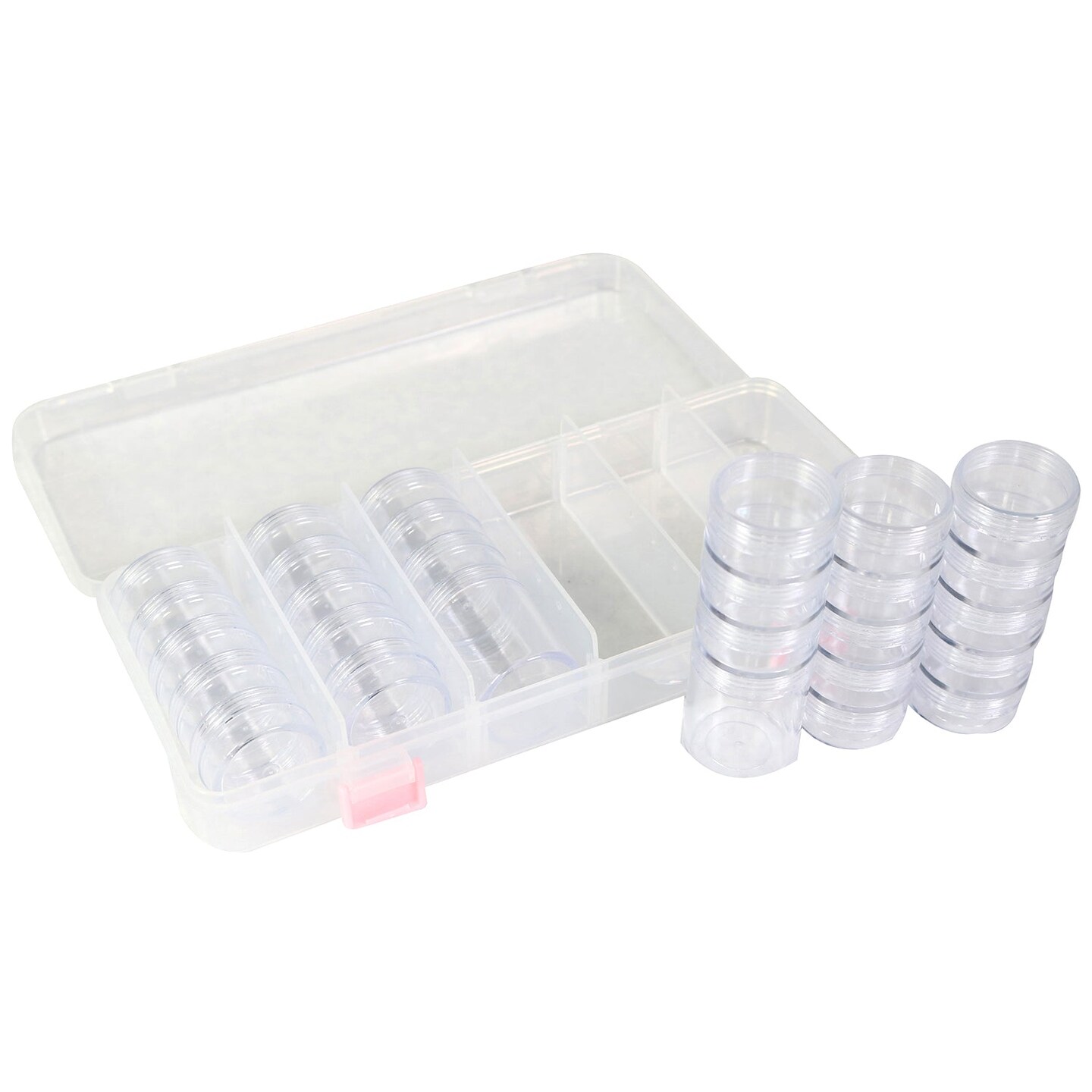 Large Plastic Bead Storage Organizer Box, 28 Jars