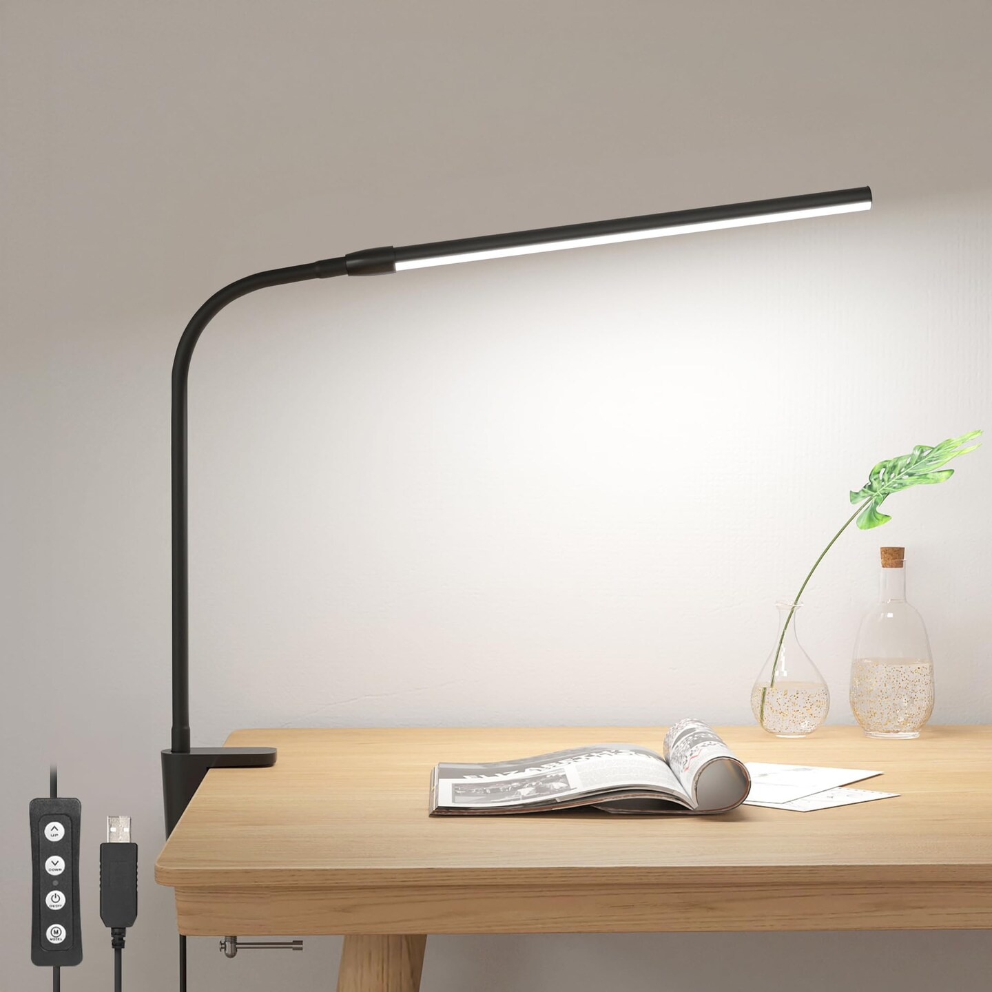 Clip on Desk Lamp LED Reading light Dimmable USB Small Clamp Lamp