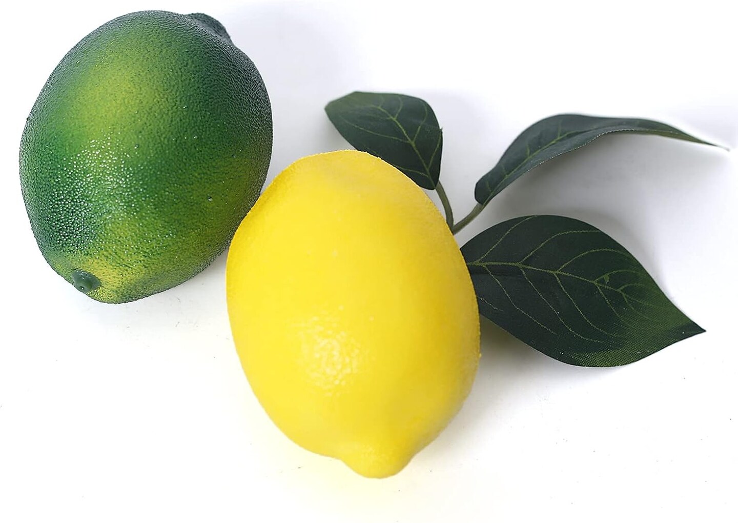 24-Pack Artificial Lemons with 12 Faux Lemon Leaves – Lifelike Faux Fruit Décor for Kitchen, Table, Cabinets, Parties, Photography Props, and Home Decoration