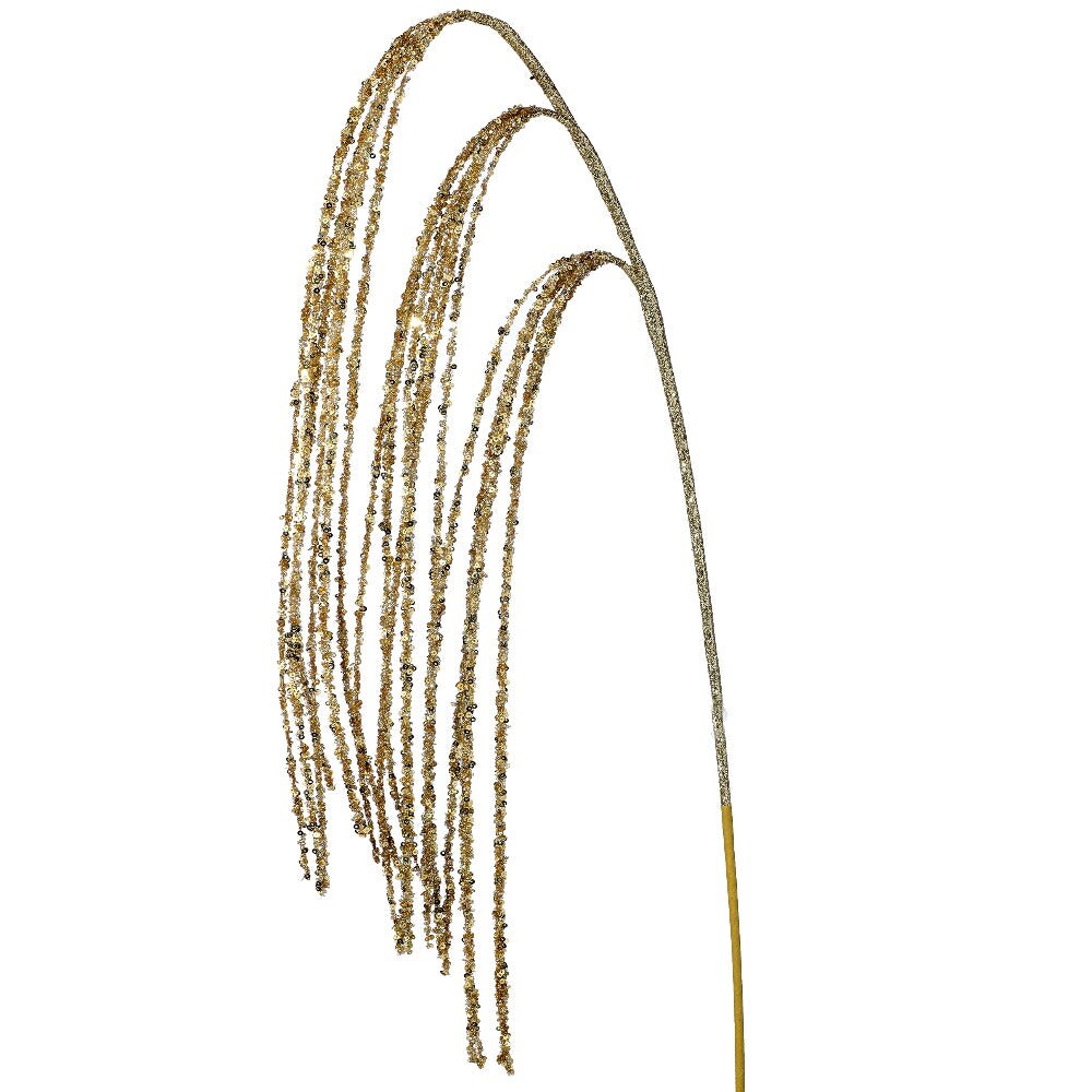 45&#x22; Gold Sequin Beaded Rain Spray -  Luxurious Christmas Floral Decoration
