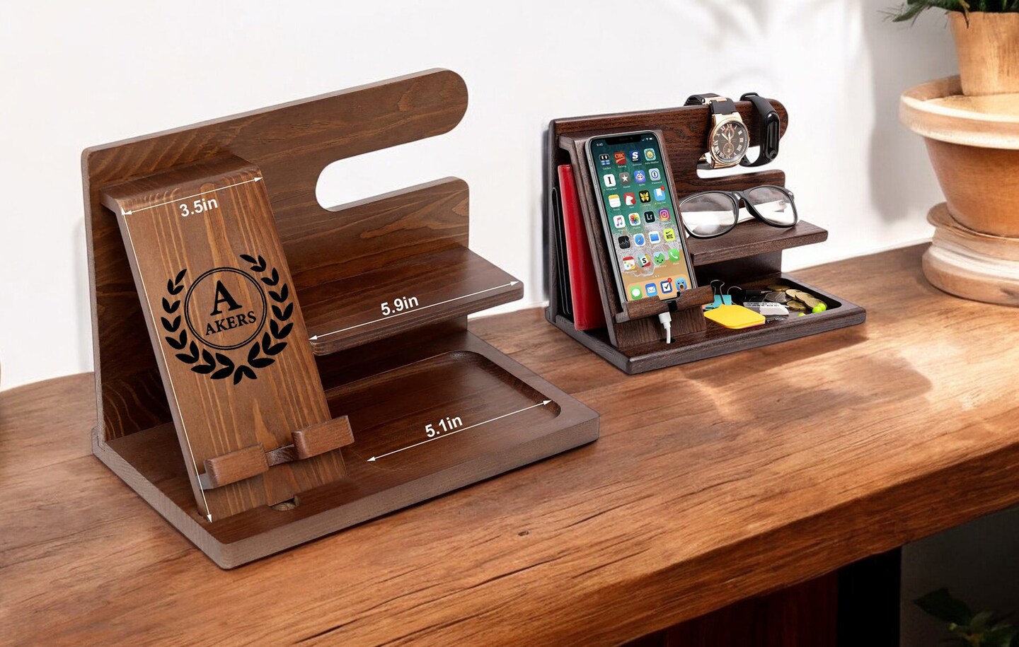 Wooden Nightstand Phone Holder Personalized Wood Phone Docking