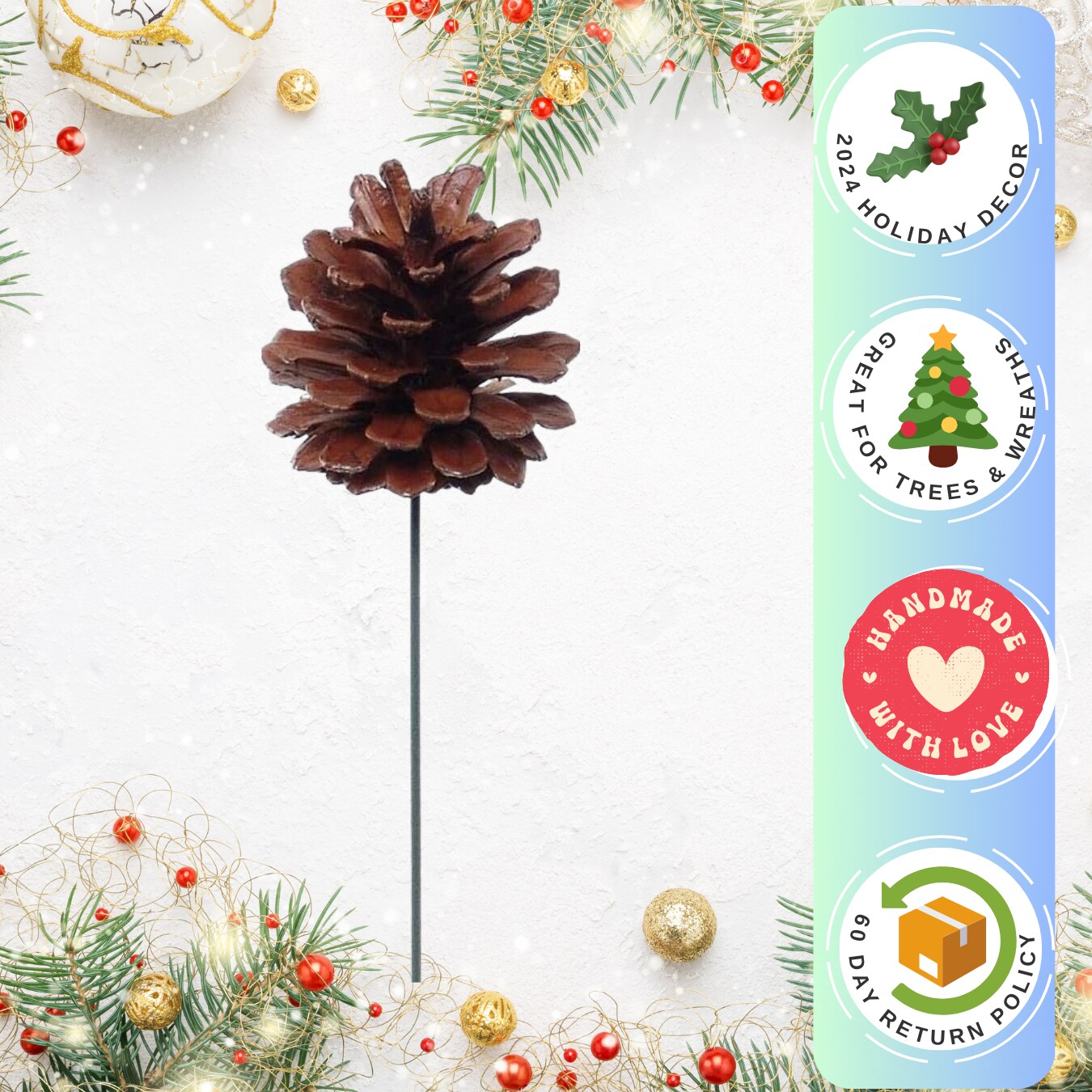 288-Pack Pine Cone Picks - Rustic Natural Decor for Home, Weddings &#x26; Seasonal Events, Floral Home by Artificial Flowers