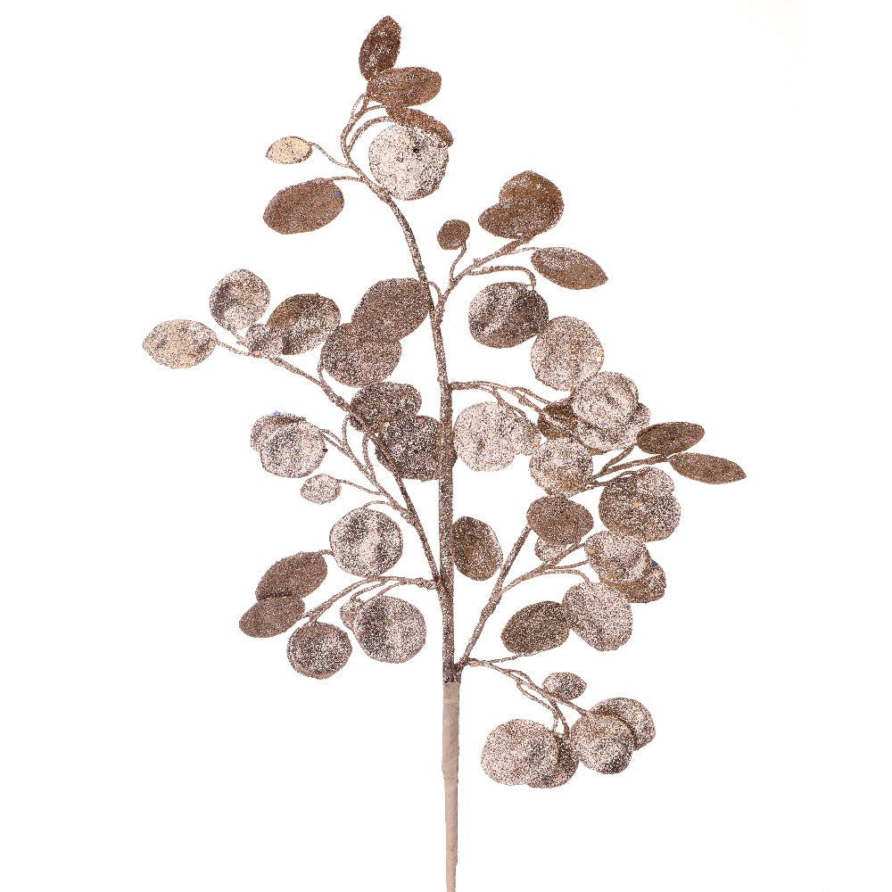 30&#x22; Gold Glitter Eucalyptus Spray - Elegant Christmas Decor