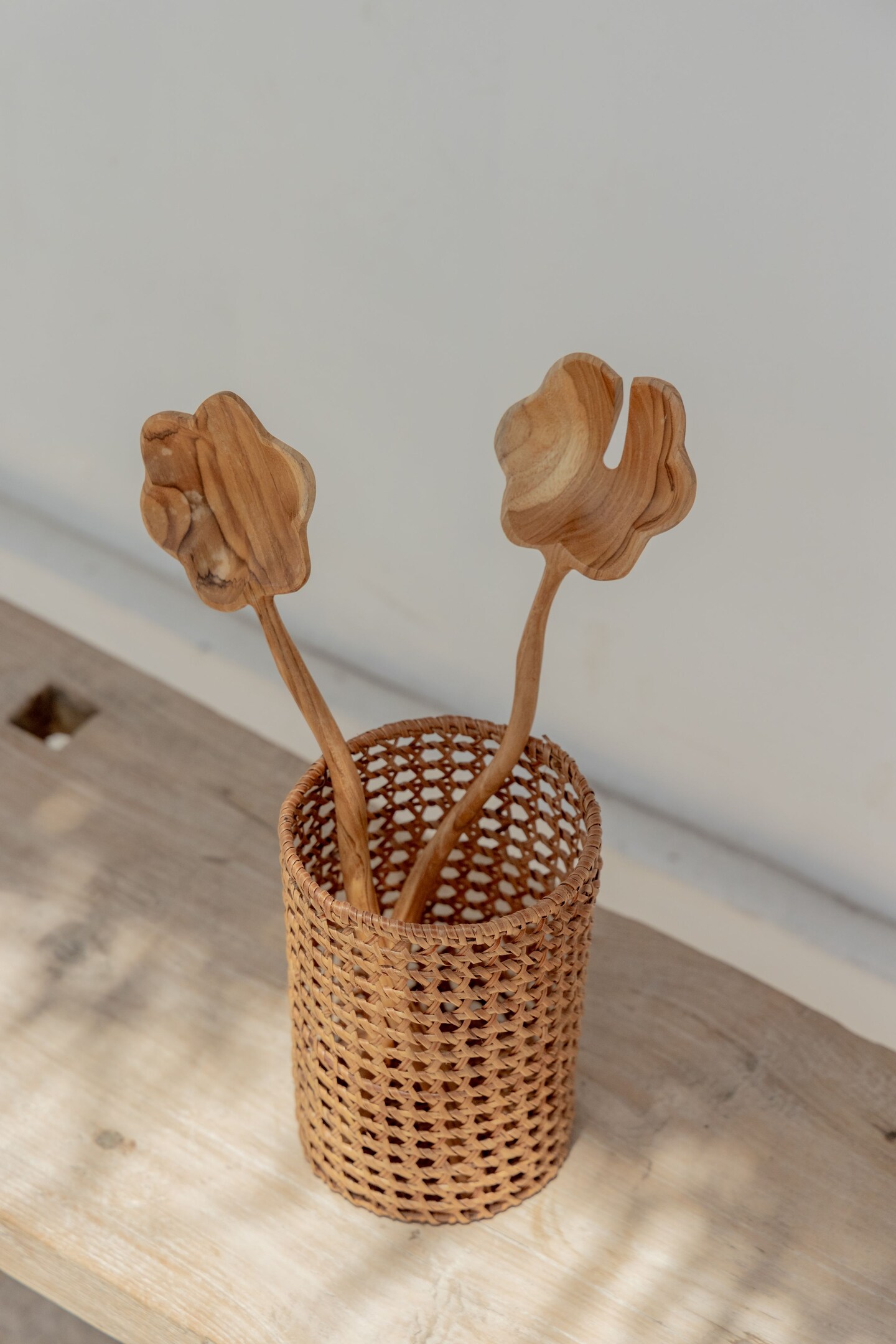 Teak Flora Salad Serving Set