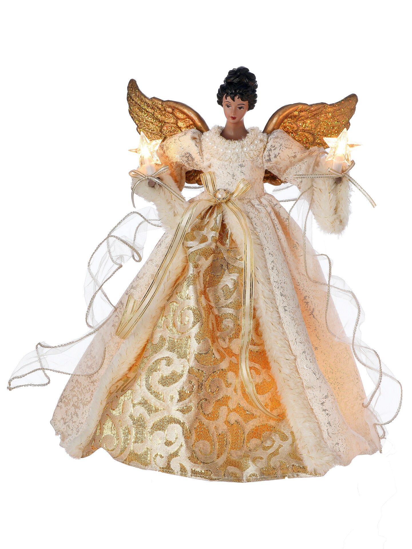 14-Inch African American Angel Tree Topper &#x2013; Elegant Christmas  Decoration
