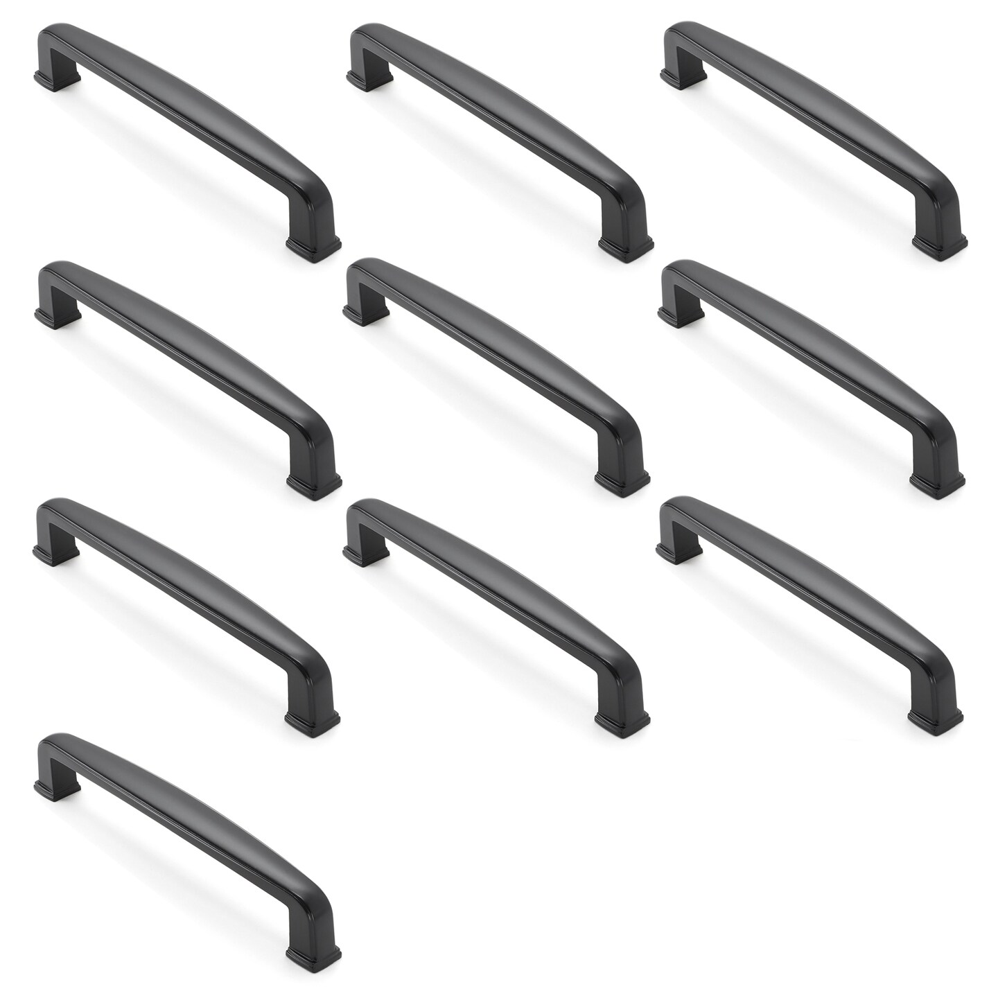 Cauldham Solid Kitchen Cabinet Handles (5" Hole Centers) - Drawer/Door Hardware - Style T765 - Matte Black