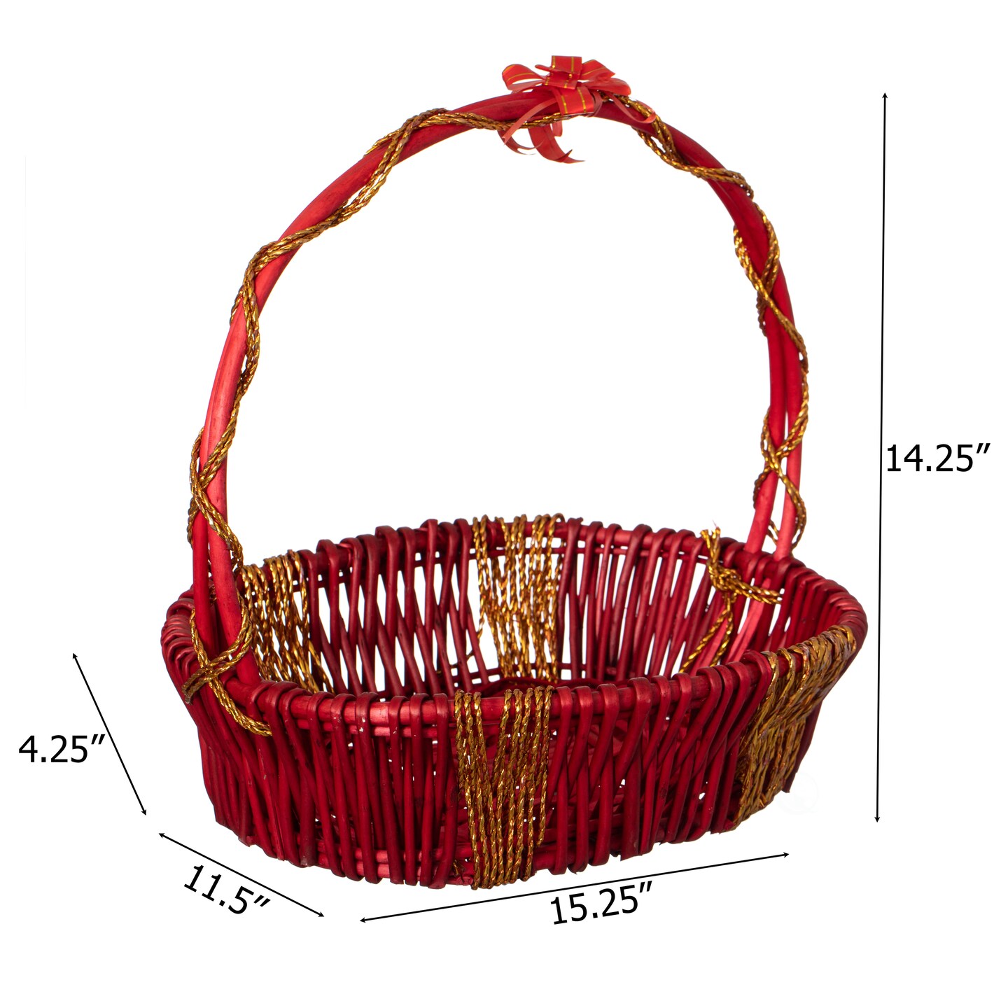 Wickerwise Hand Woven Basket, Wicker Basket - Perfect Storage Basket, Garden Party Decoration or Picnic basket - Gift Basket for Thanksgiving, House Warming, Wedding, Valentine's Day and Birthday