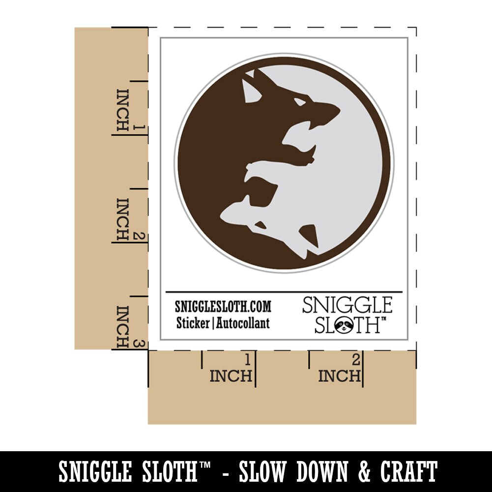 Yin Yang Wolf Wolves Waterproof Vinyl Phone Tablet Laptop Water Bottle Sticker Set - 5 Pack