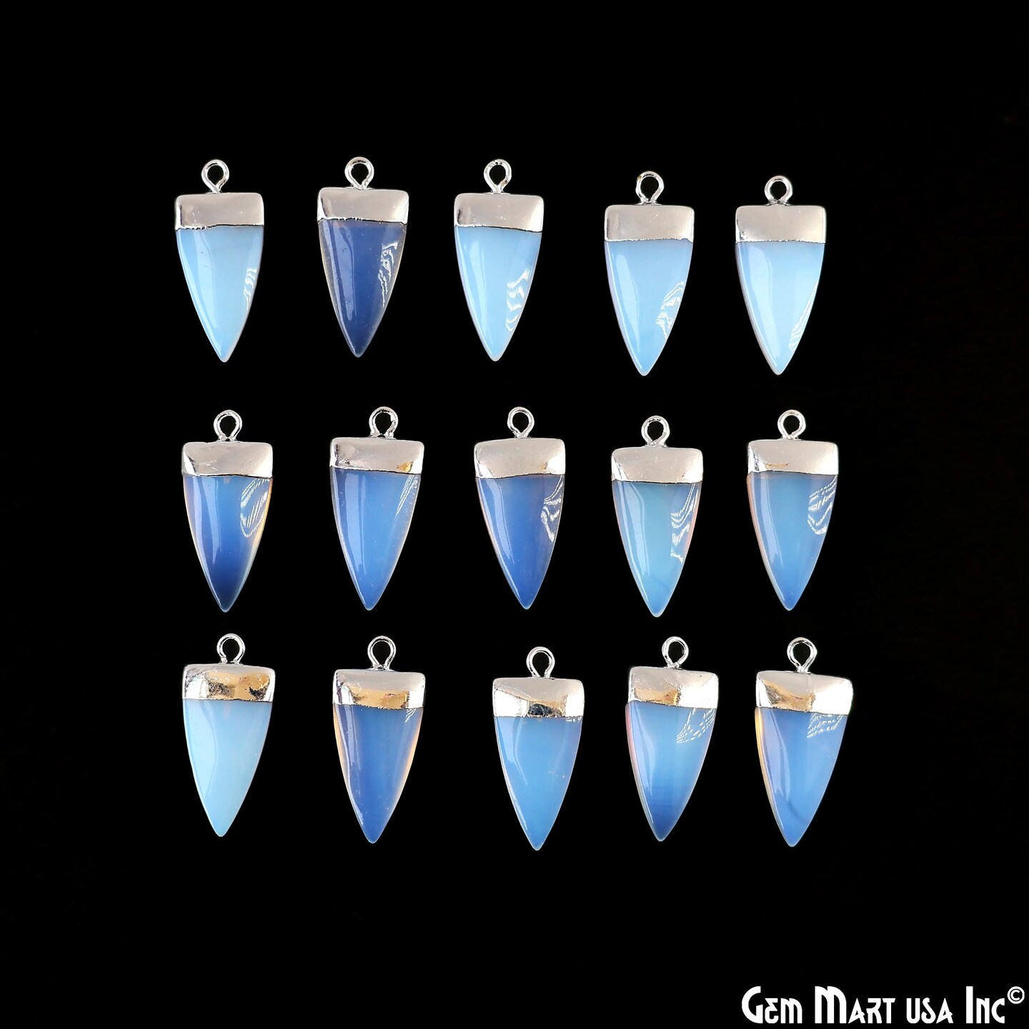 Triangle Pendant, Silver Electroplated Single Bail 24x10mm, Gemstone Connector Charm, GemMartUSA (50793)