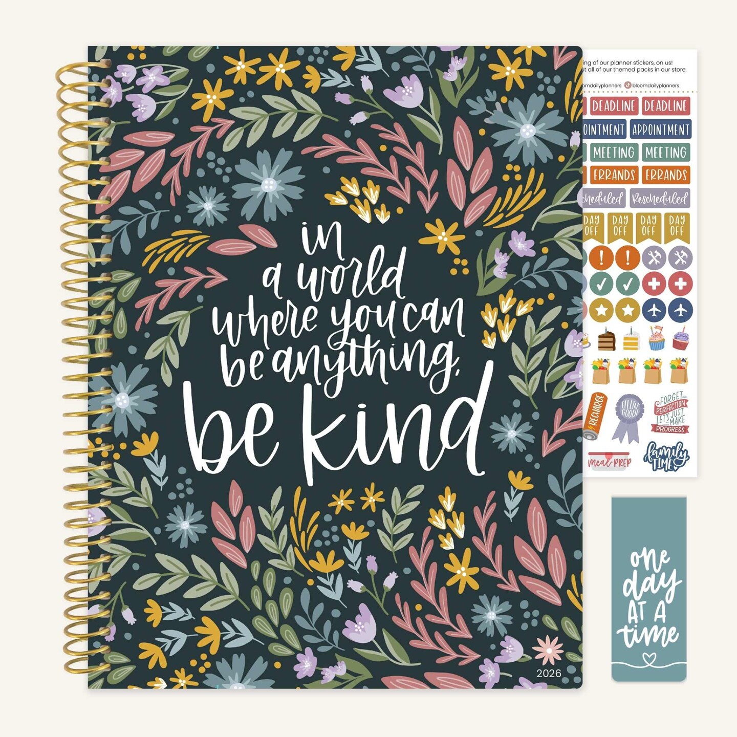 bloom daily planners 2026 Soft Cover Weekly &#x26; Monthly Planner, 8.5&#x22; x 11&#x22;, Be Kind