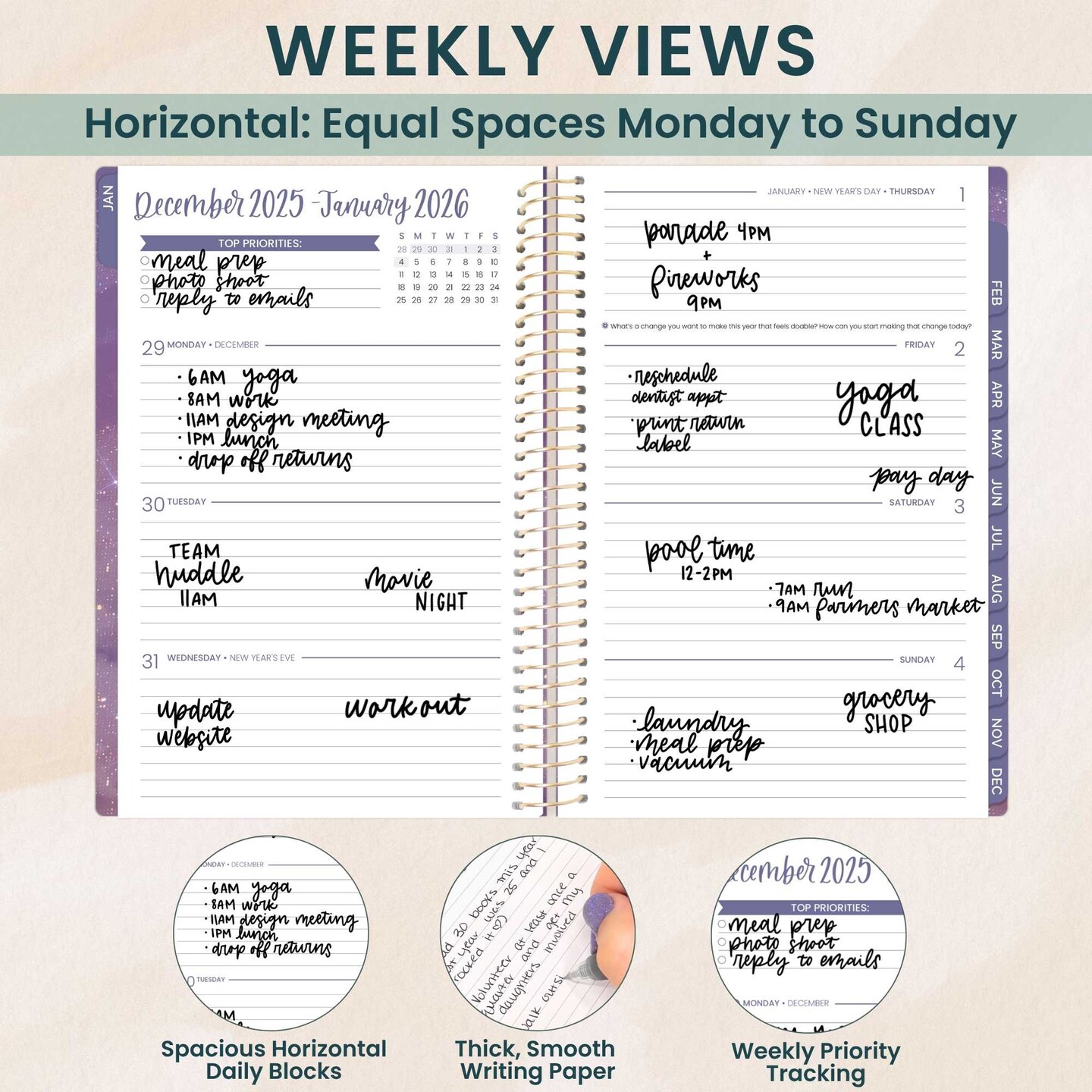 bloom daily planners 2026 Soft Cover Weekly & Monthly Planner, 5.5" x 8.25", Good Things are Coming