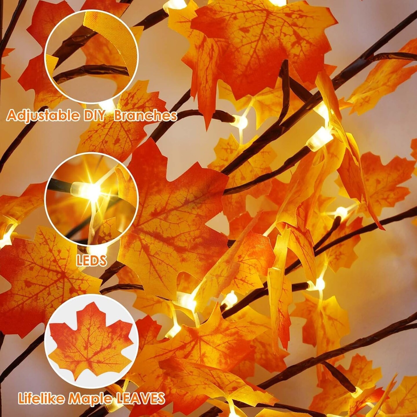 2 Pack 2FT Artificial Lighted Maple Tree - 50LED