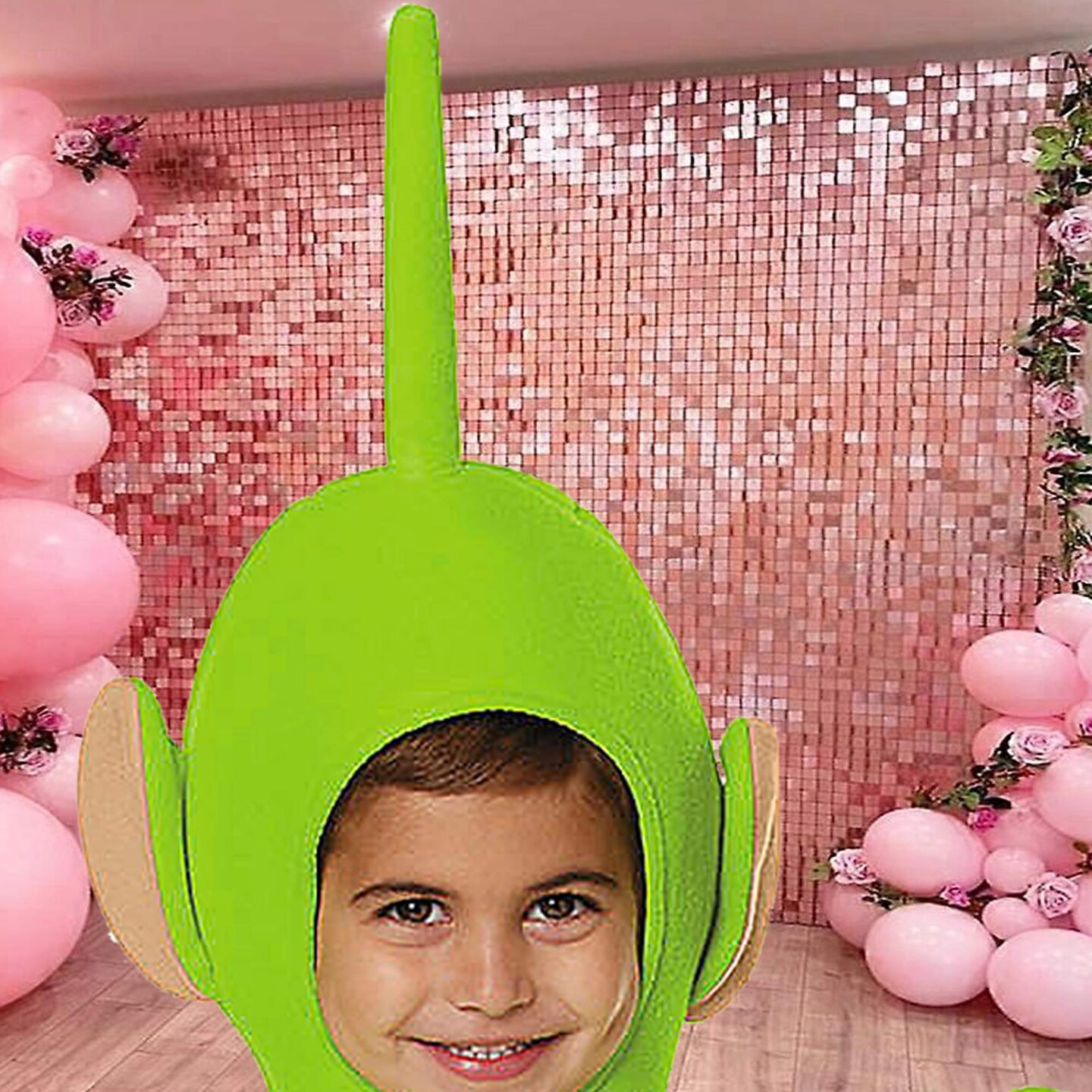 Toddler Teletubbies Green Dipsy Costume Polyester Outfit with Hood &#x26; Mittens