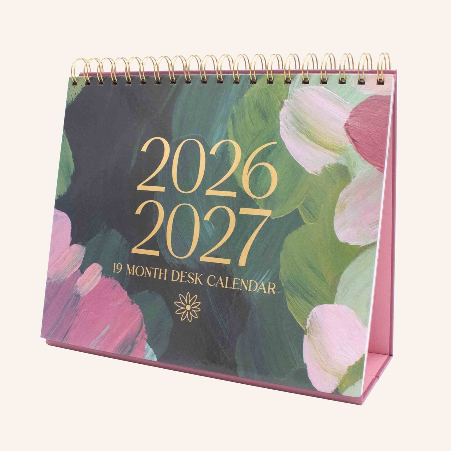 bloom daily planner 2026-2027 19 Month Standing Flip Desk Calendar, 8" x 10", Paint Strokes