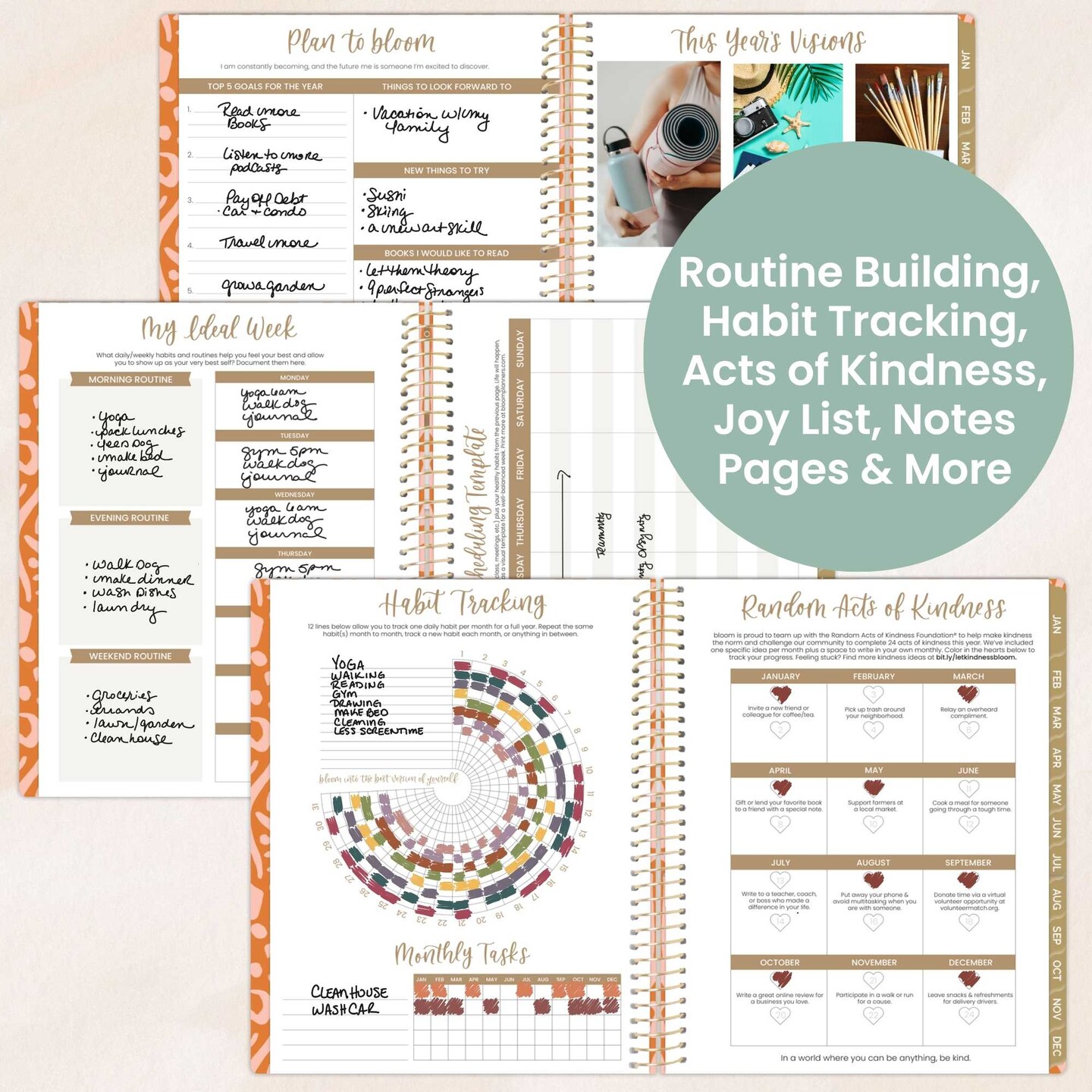 bloom daily planners 2026 Soft Cover Weekly & Monthly Planner, 8.5" x 11", Moments of Grace