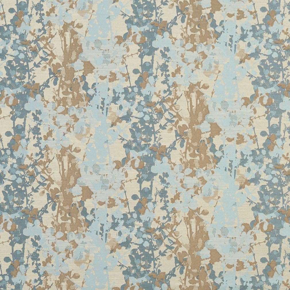 Blue Abstract Leaves Woven Pattern Upholstery Fabric by The Yard - SKU: Oscar Dresden