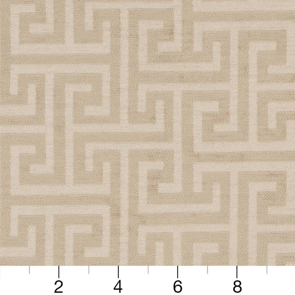 Natural Greek Key Geometric Woven Pattern Upholstery Fabric by The Yard - SKU: Kendrick Taupe