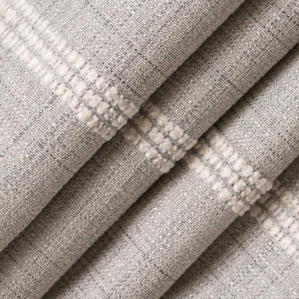 Grey Stain Resistant Performance Pet Friendly Stripe Woven Pattern Upholstery Fabric by The Yard - SKU: Addison Fog