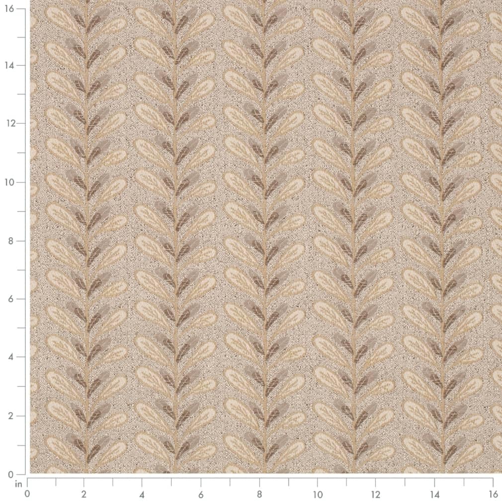 Brown Abstract Leaves Woven Pattern Upholstery Fabric by The Yard - SKU: Echo Flax