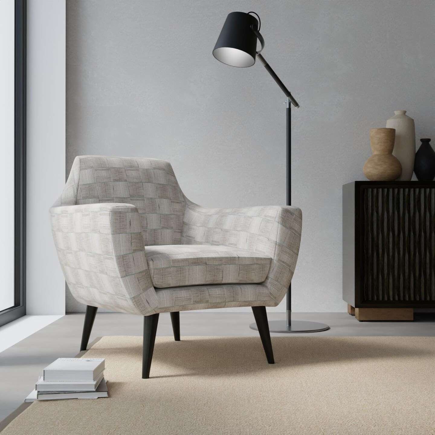 Aqua Teal Performance Grade Abstract Geometric Woven Pattern Upholstery Fabric by The Yard - SKU: Millard Gravel