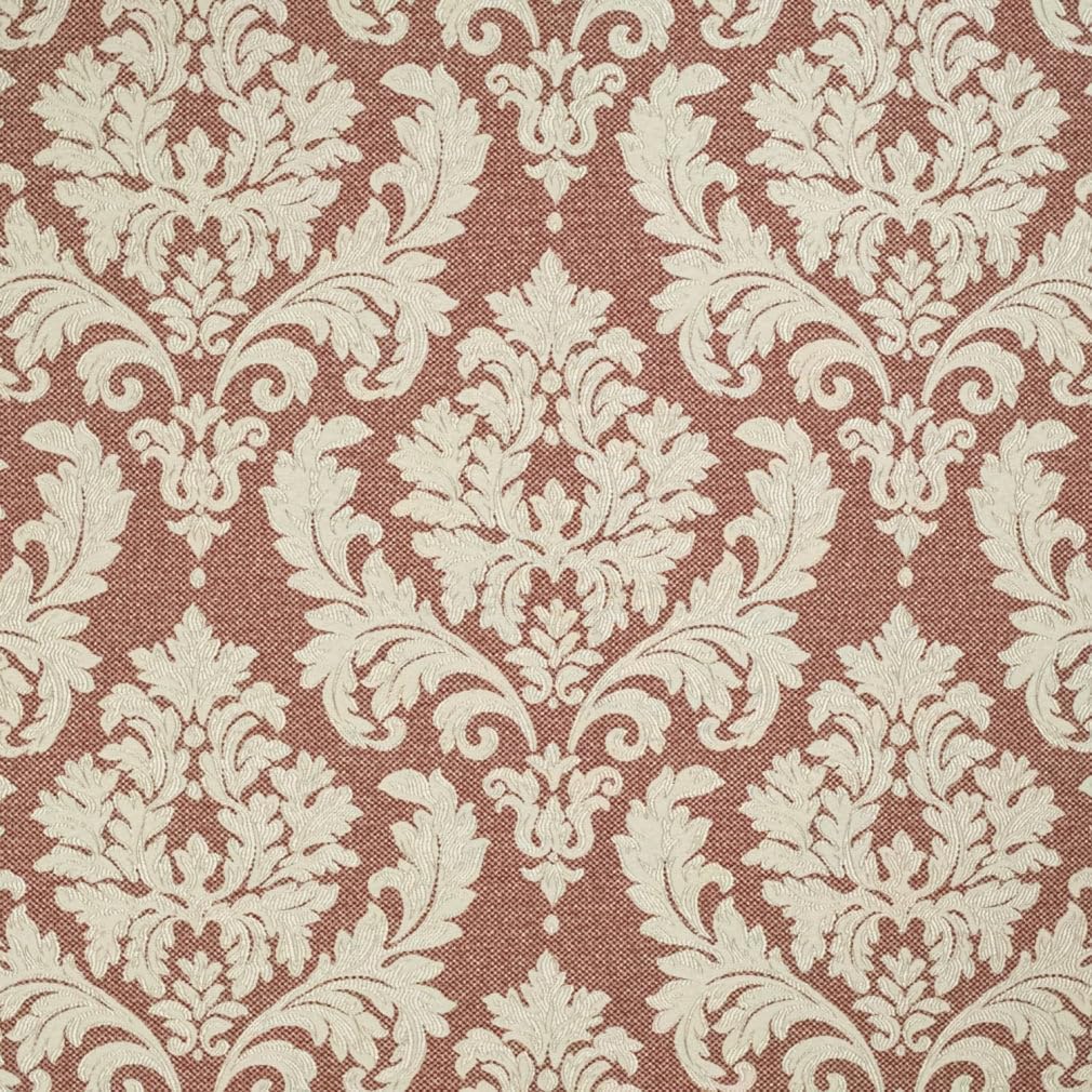 Red Damask Woven Pattern Upholstery Fabric by The Yard - SKU: Huey Ruby