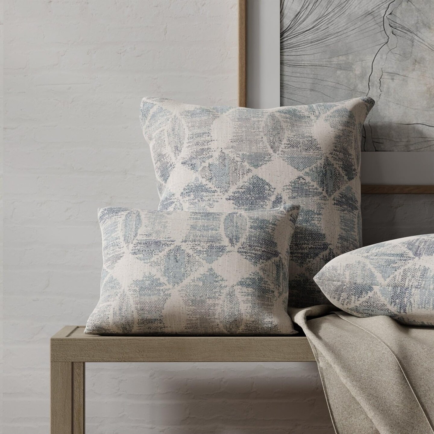 Aqua Teal Performance Grade Abstract Geometric Woven Pattern Upholstery Fabric by The Yard - SKU: Gideon Dragonfly