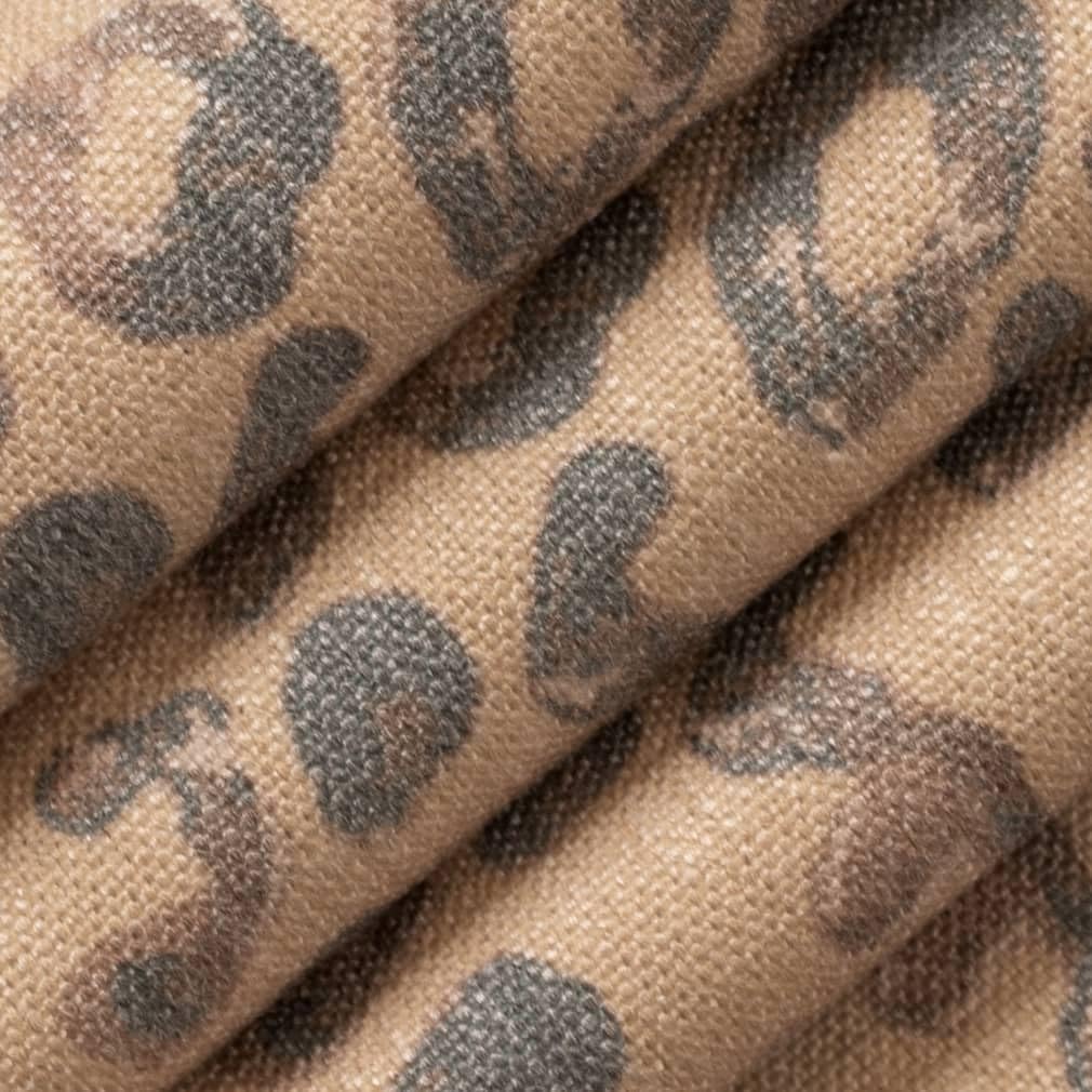 Yellow Leopard Animal Print Linen Look Upholstery Fabric by The Yard - SKU: Petra Mustard