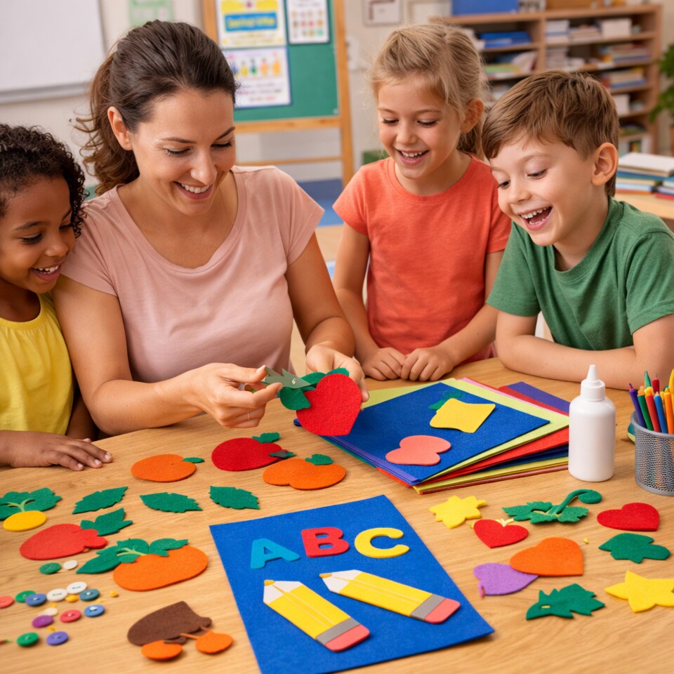 Stiffened Felt Sheets 12" x 18" – Assorted Colors, Durable Craft Felt for Classroom & DIY Projects