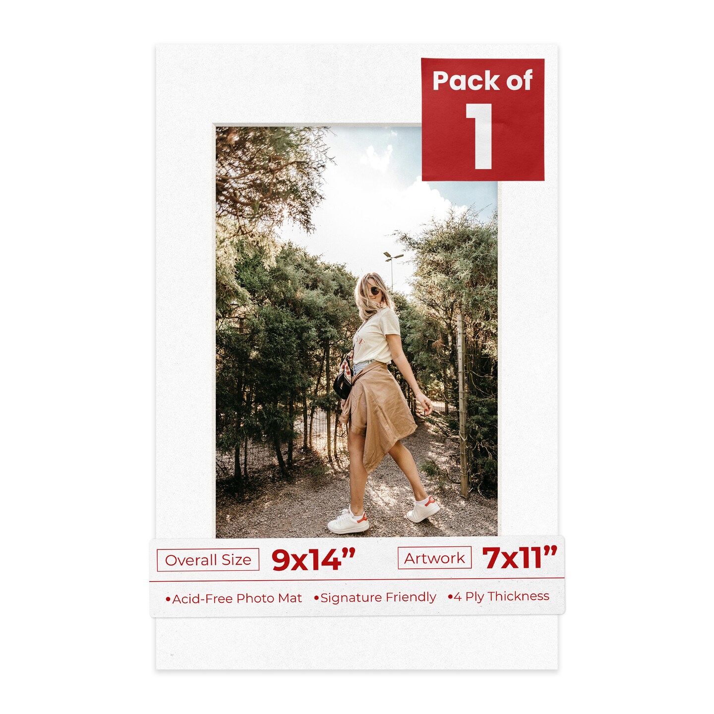 White with Black Core Mat Board for 9x14 Frames - Fits 7x11 Photos