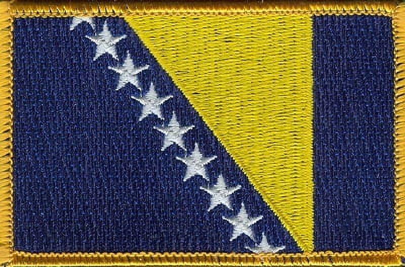 Bosnia Flag Patch Set - Pack of 3 Embroidered Iron On or Sew On Emblems. 3.5" x 2.25"