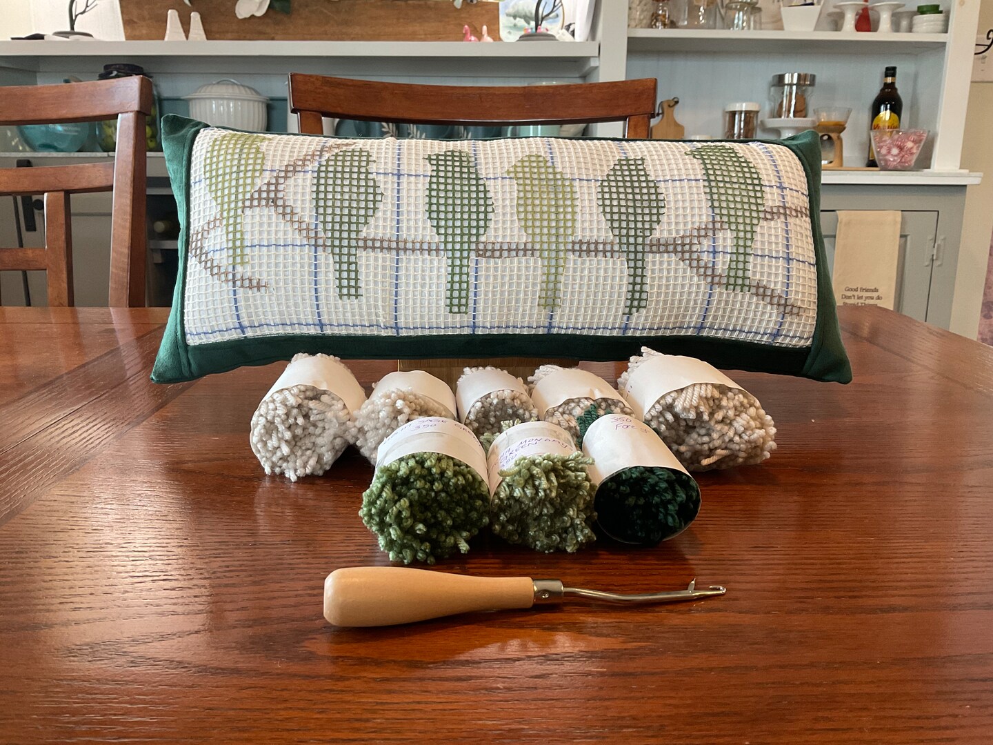 Green Birds on a Limb Pillow Latch Hook Kit | MakerPlace by Michaels