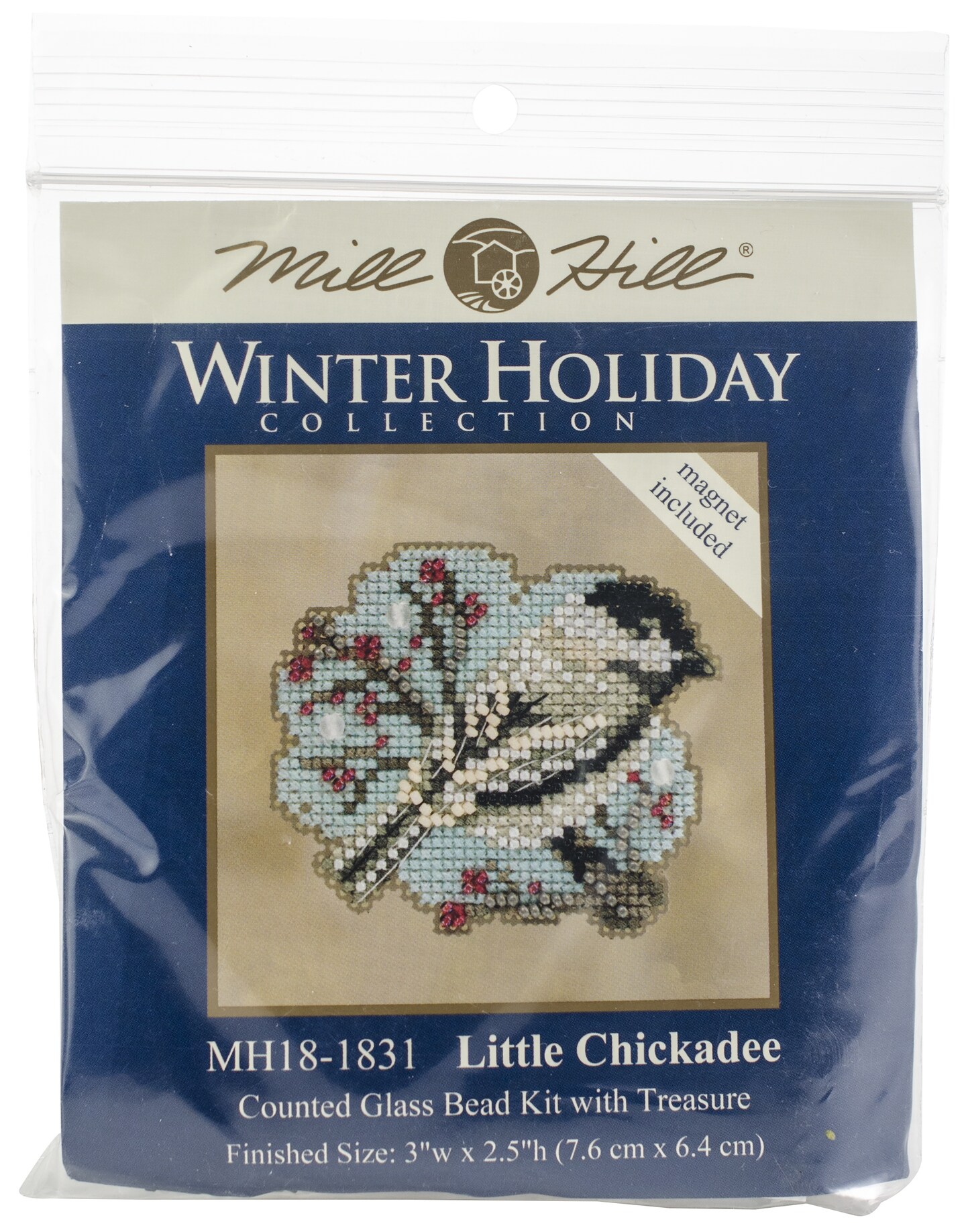 Mill Hill Counted Cross Stitch Ornament Kit 3"X2.5"-Little Chickadee-Perforated Paper