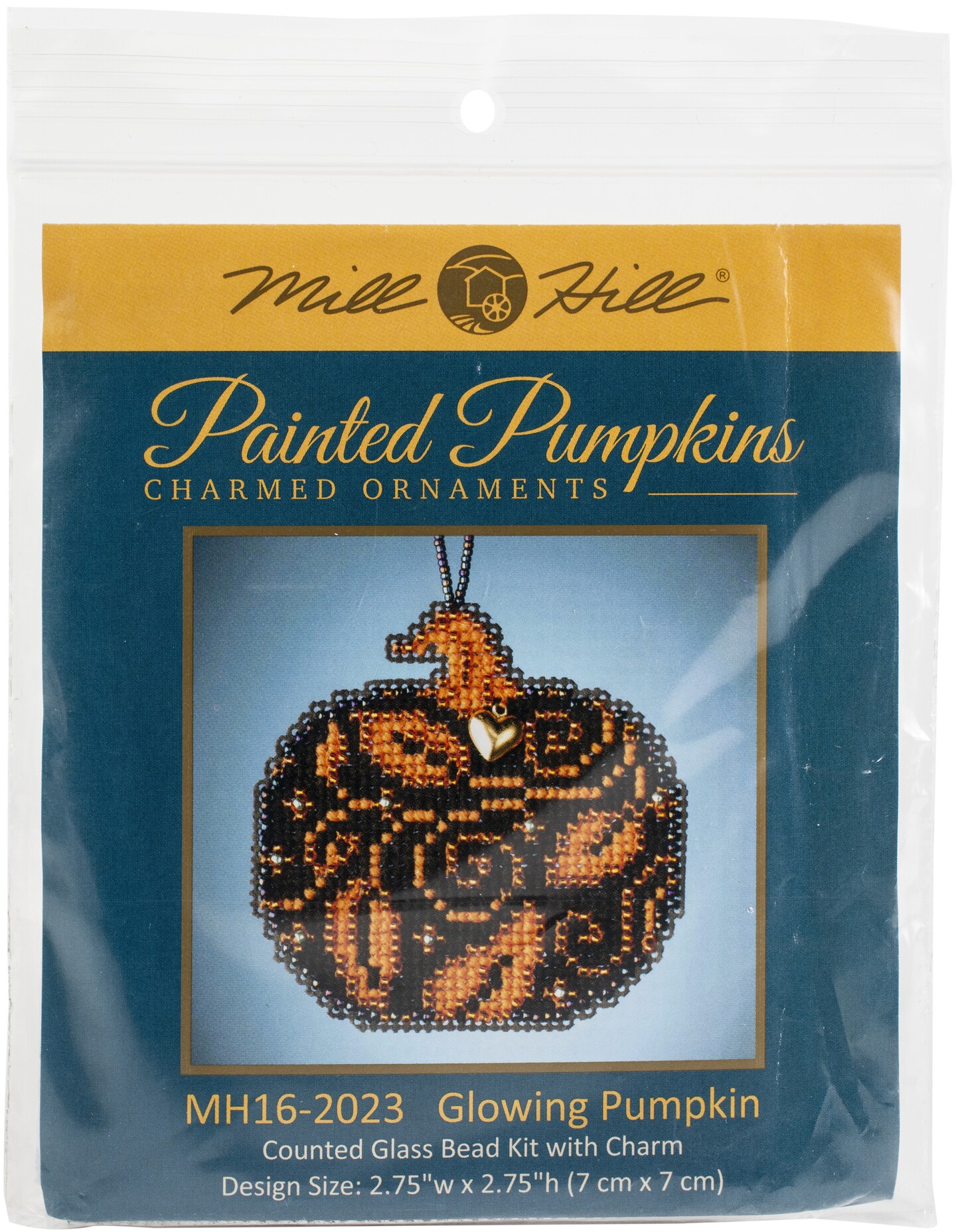 Mill Hill Counted Cross Stitch Ornament Kit 2.75&#x22;X2.75&#x22;-Glowing Pumpkin