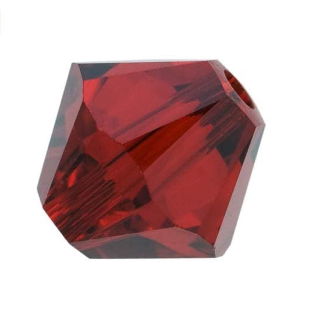 200pcs Authentic Preciosa 4mm (0.16 inch) Small Faceted Bicone Crystal Loose Beads Siam Red Compatible with Swarovski 5301/5328 for DIY Jewelry Making Pre-B405