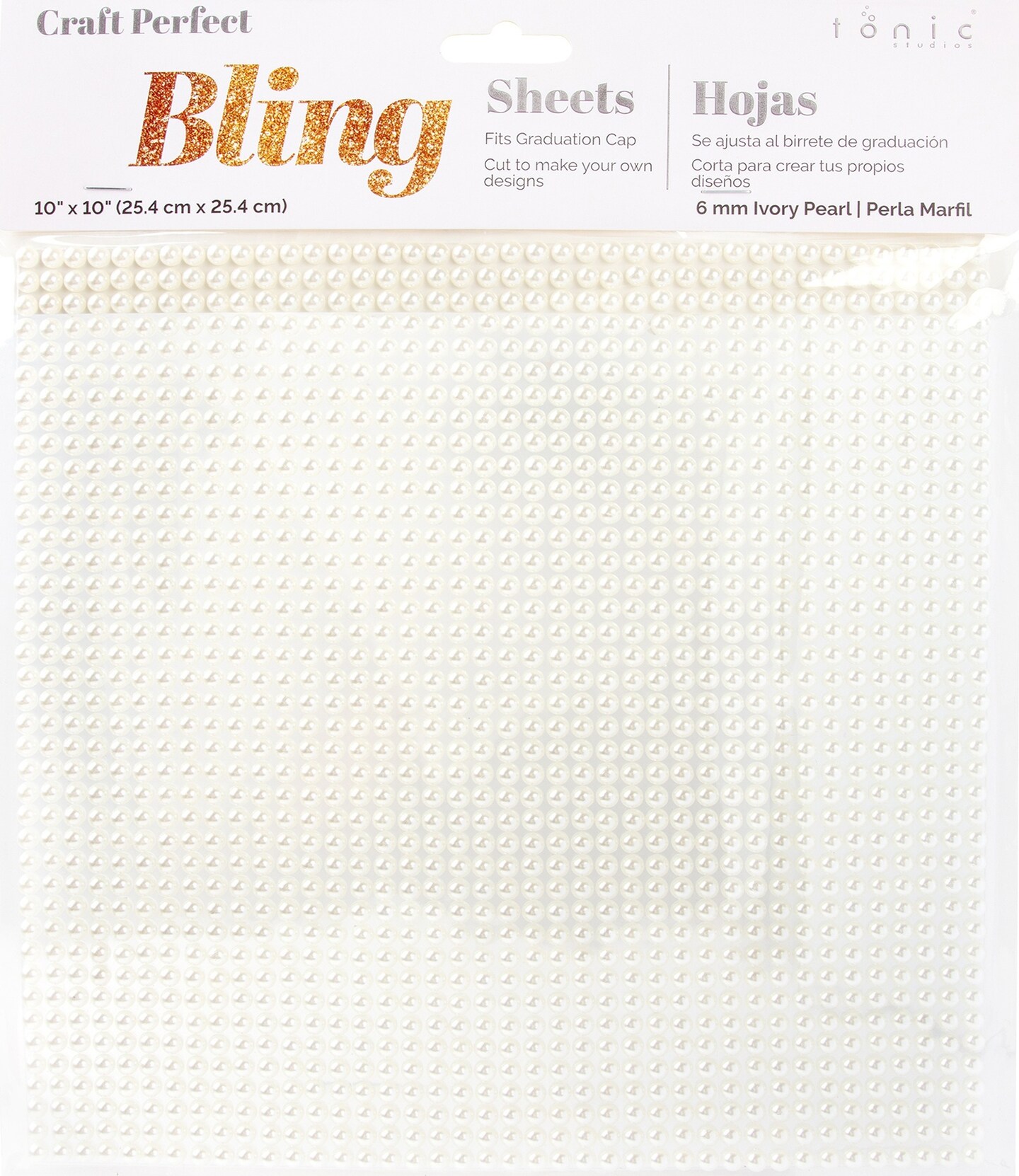 Craft Perfect Pearl Sticker Sheet 10&#x22;X10&#x22; 6MM-Ivory