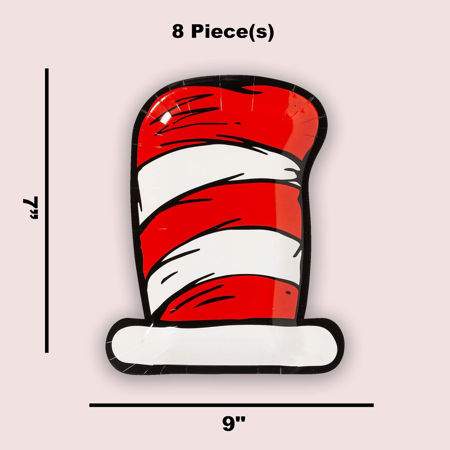8 Count Dr Seuss Birthday Party Hat Shaped Paper Dessert Plates Disposable Tableware for Kids Celebration