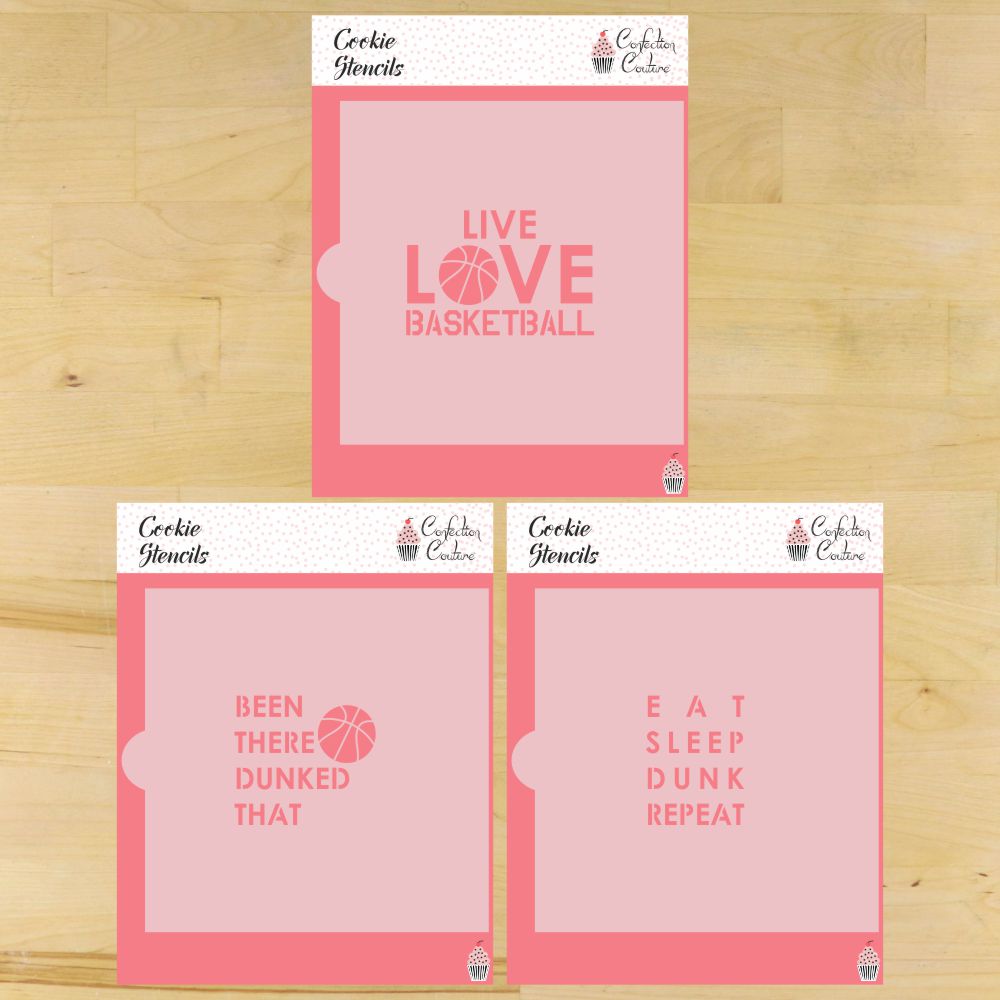 Basketball Messages Cookie Stencil Set | Sports Cookie Stencil | DIY Stencil | Craft Stencil | Confection Couture |