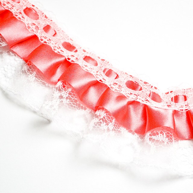 1&#x22; x 50 Yards Coral Ruffled Lace Trim