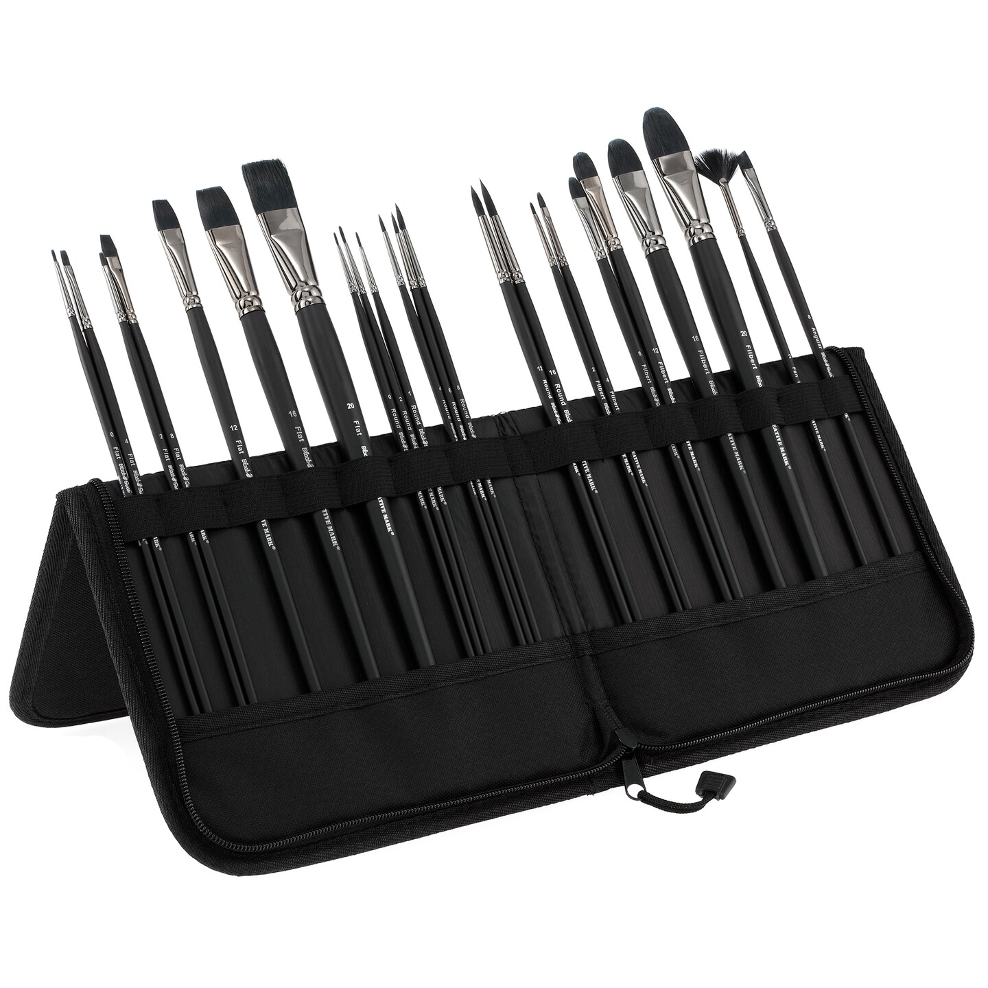 Black Swan Synthetic Red Sable Fan Paint Brushes -  Professional Quality Long Handle Paint Brushes for Oil, Heavy Body Media and Acrylic - Artists of All Levels