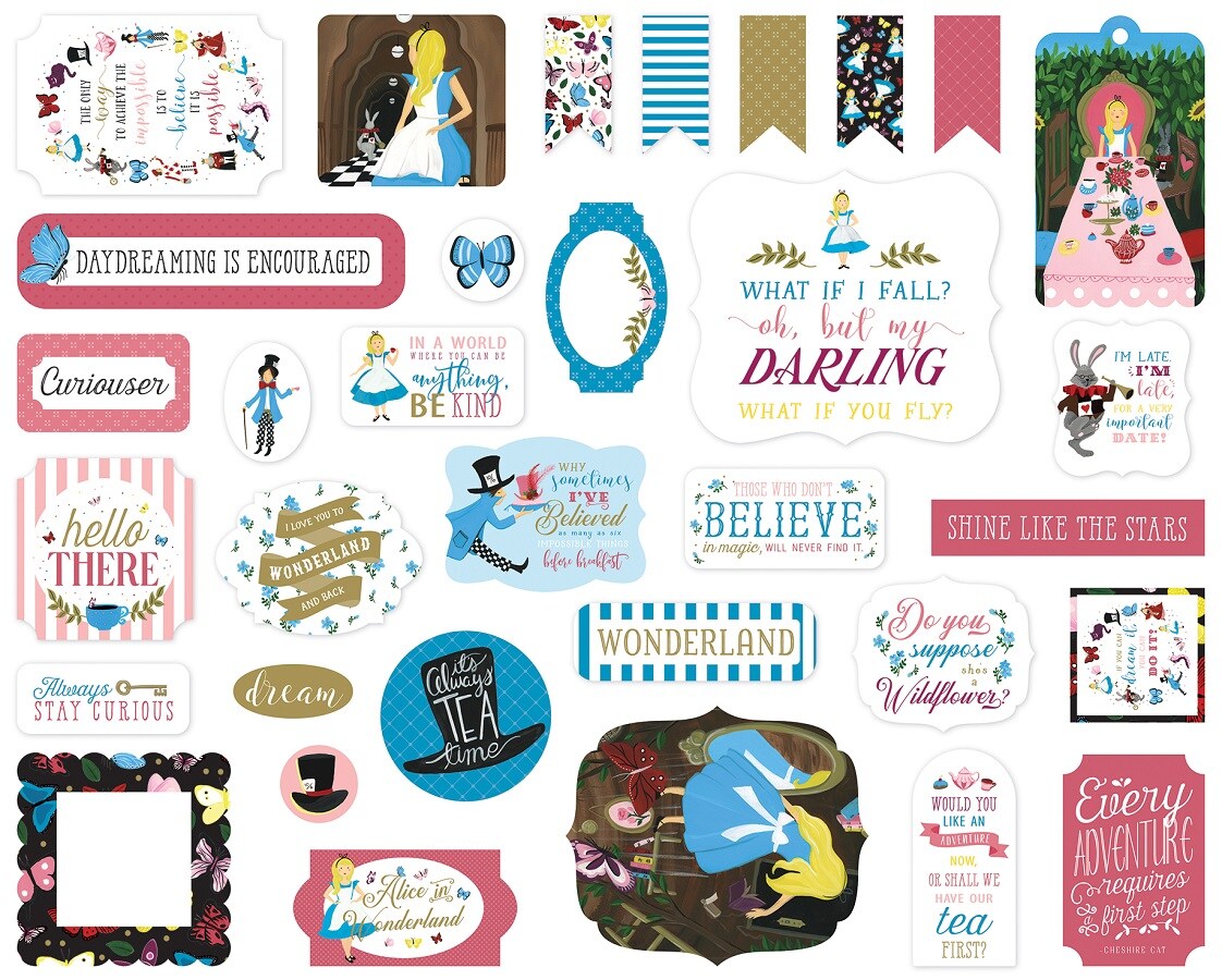 Echo Park Alice In Wonderland Die Cut Ephemera No.2