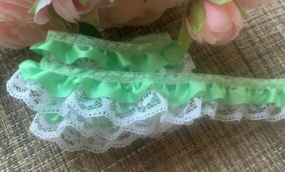 2&#x22; x 50 Yards Mint Ruffled Lace Trim