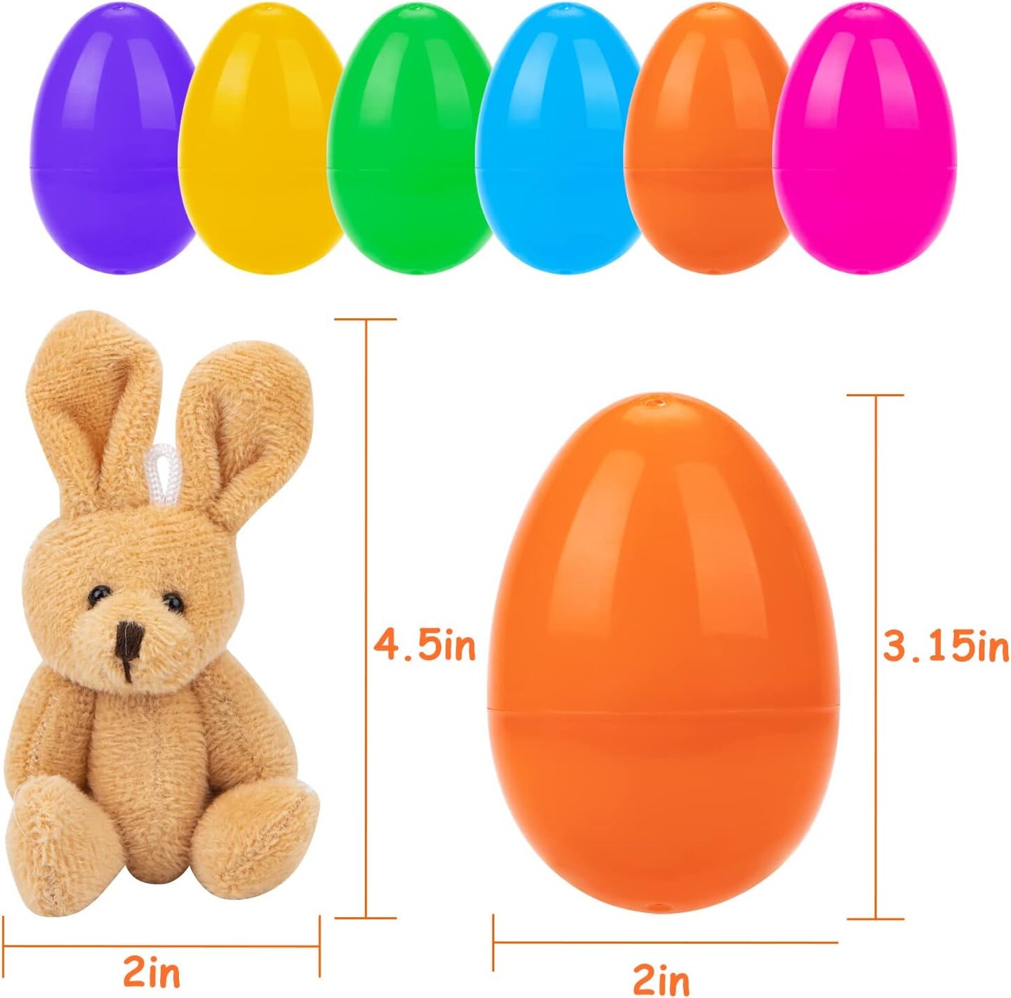 24 Pack Prefilled Easter Eggs with Stuffed Animals,3.15&#x22; Plastic Easter Eggs Filled with Bunny Toys,Perfect for Party Basket Stuffers Fillers