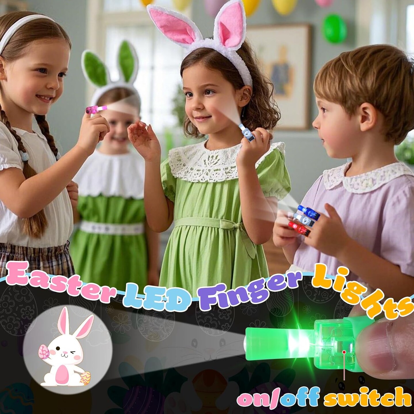 Prefilled Easter Eggs with Finger Lights Toys , 16 Pack Small Toys for Easter Egg Fillers